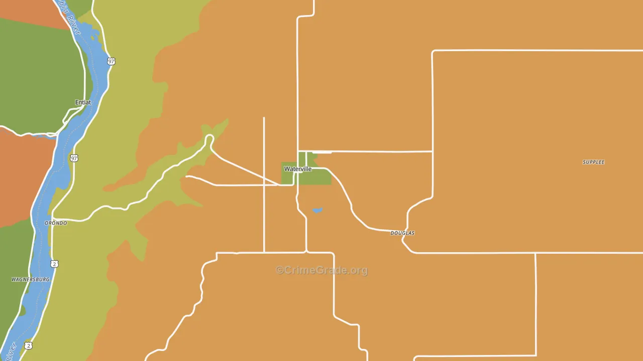 Waterville, WA Map of Theft Rates