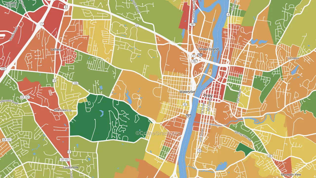 Watervliet, NY Map of Theft Rates