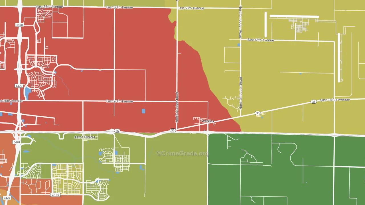 Watkins, CO Map of Theft Rates
