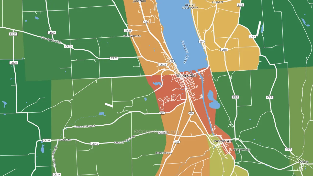 Watkins Glen, NY Map of Theft Rates