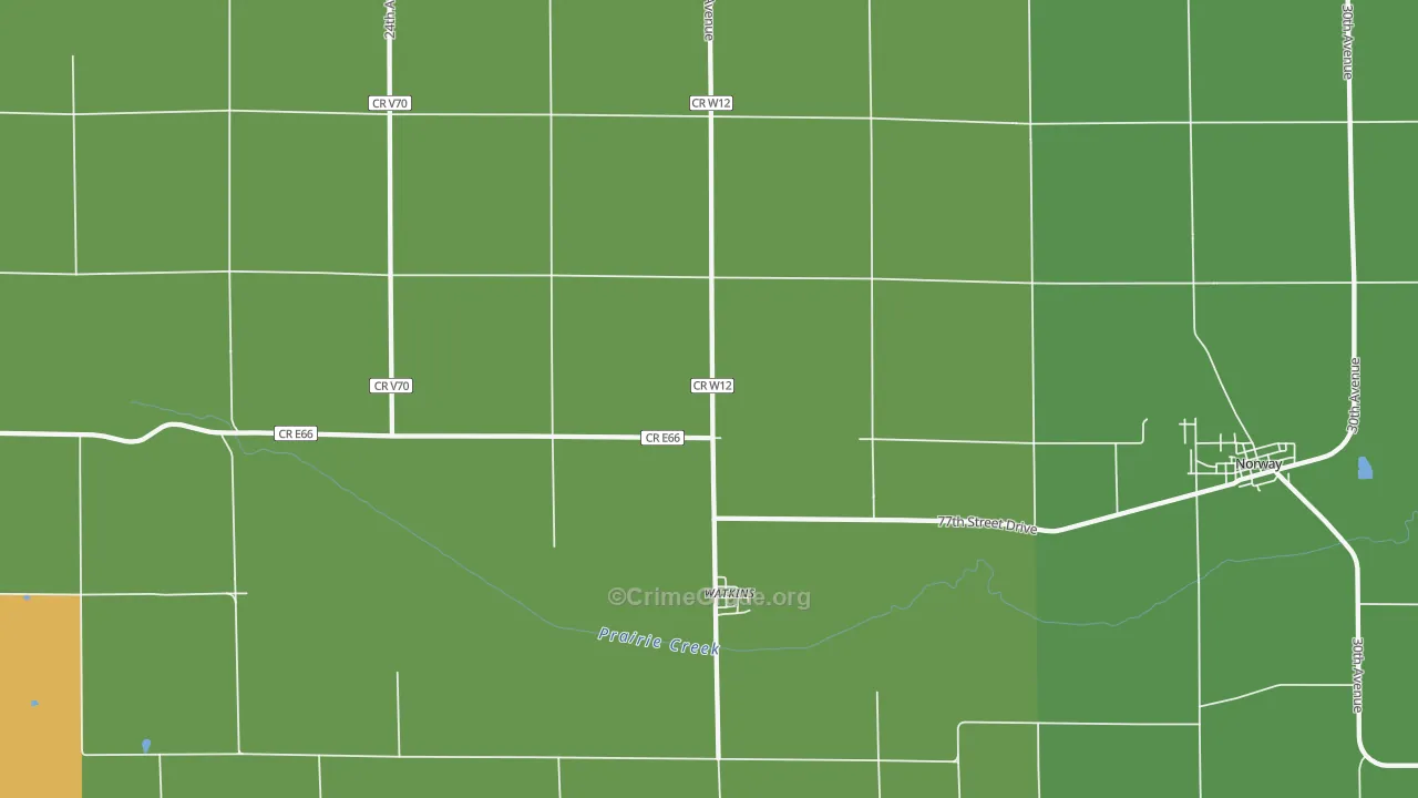 Watkins, IA Map of Theft Rates
