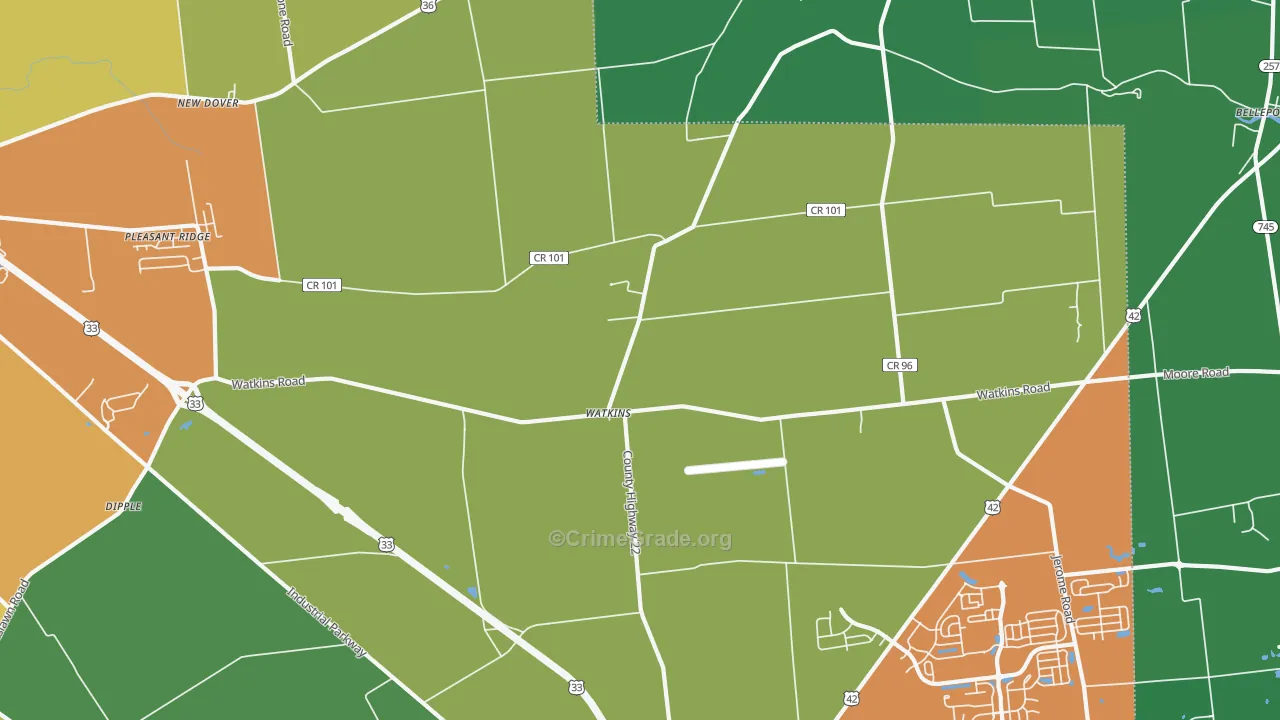 Watkins, OH Map of Theft Rates
