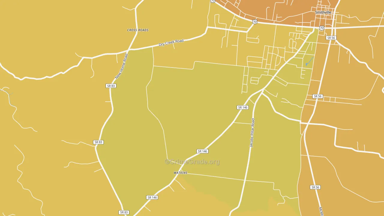 Watkins, TN Map of Theft Rates