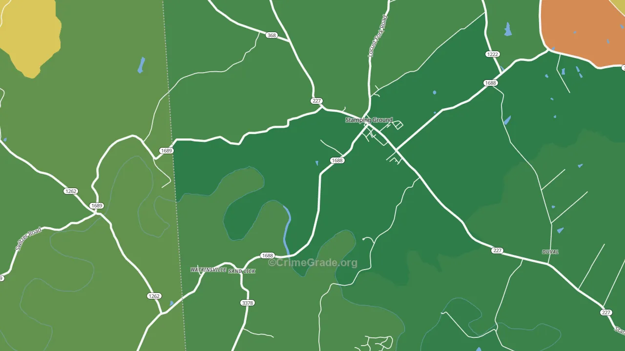 Watkinsville, KY Map of Theft Rates