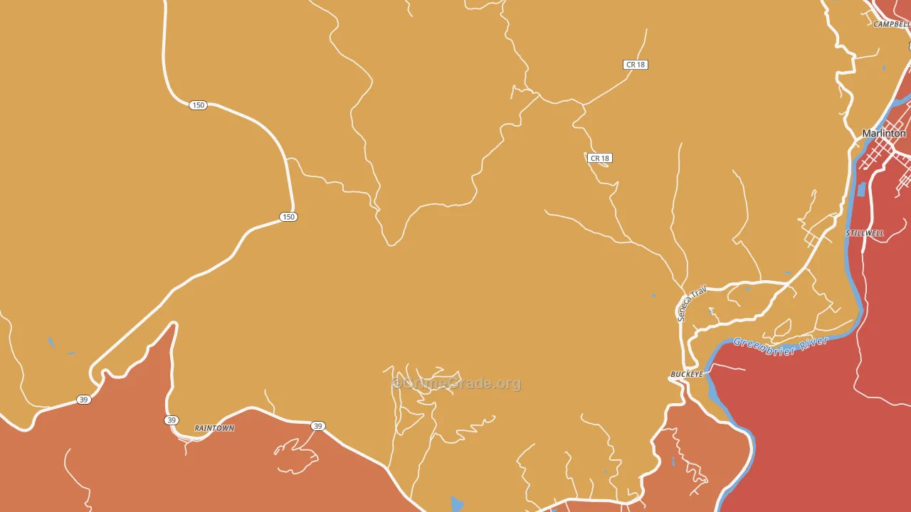 Watoga, WV Map of Theft Rates