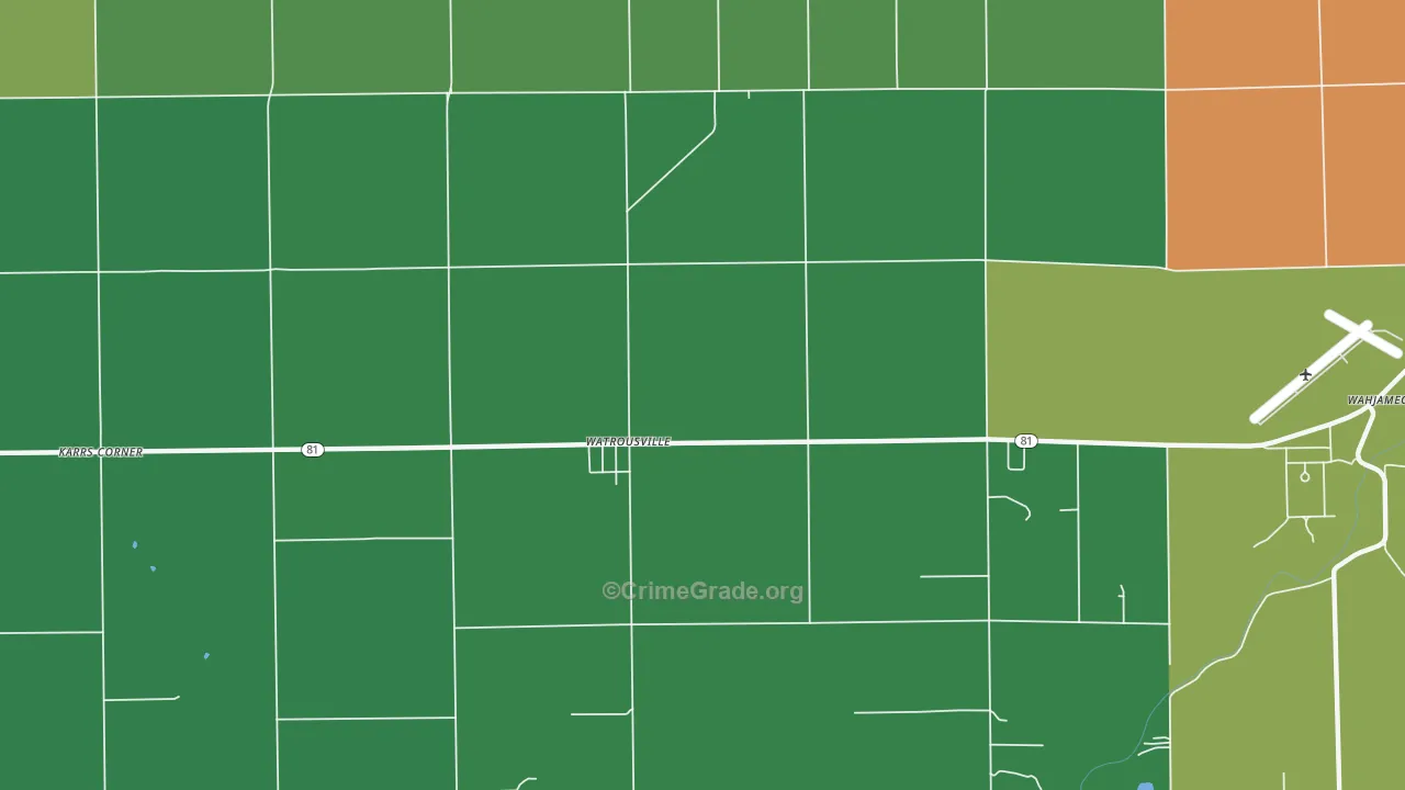 Watrousville, MI Map of Theft Rates