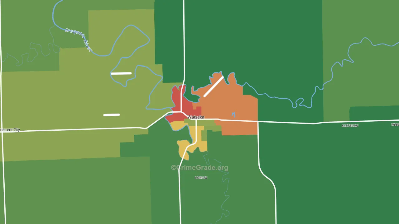 Watseka, IL Map of Theft Rates
