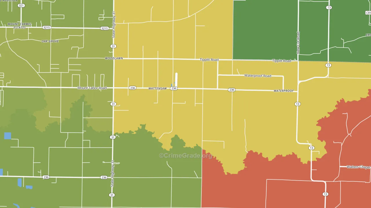 Wattensaw, AR Map of Theft Rates