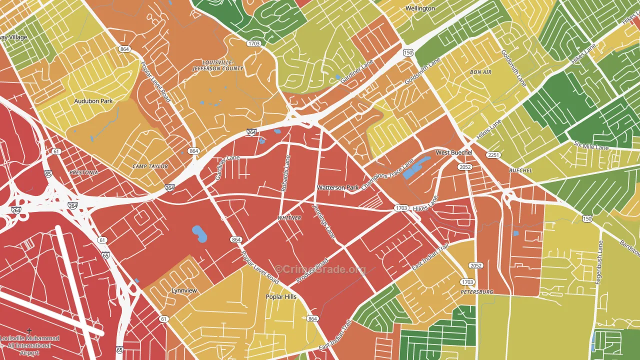 Watterson Park, KY Map of Theft Rates