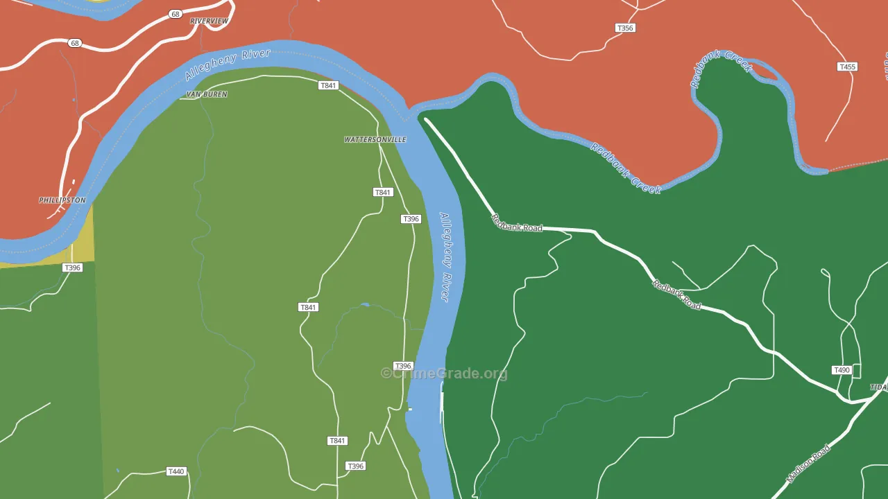 Wattersonville, PA Map of Theft Rates