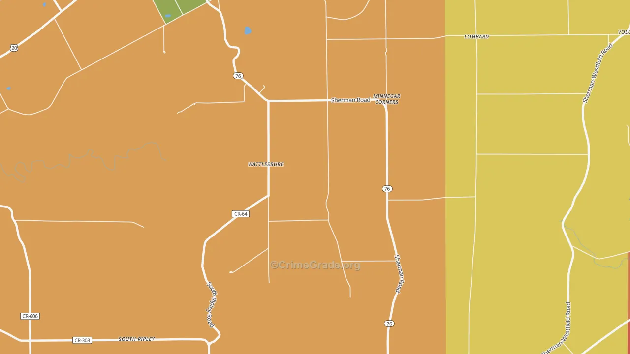 Wattlesburg, NY Map of Theft Rates