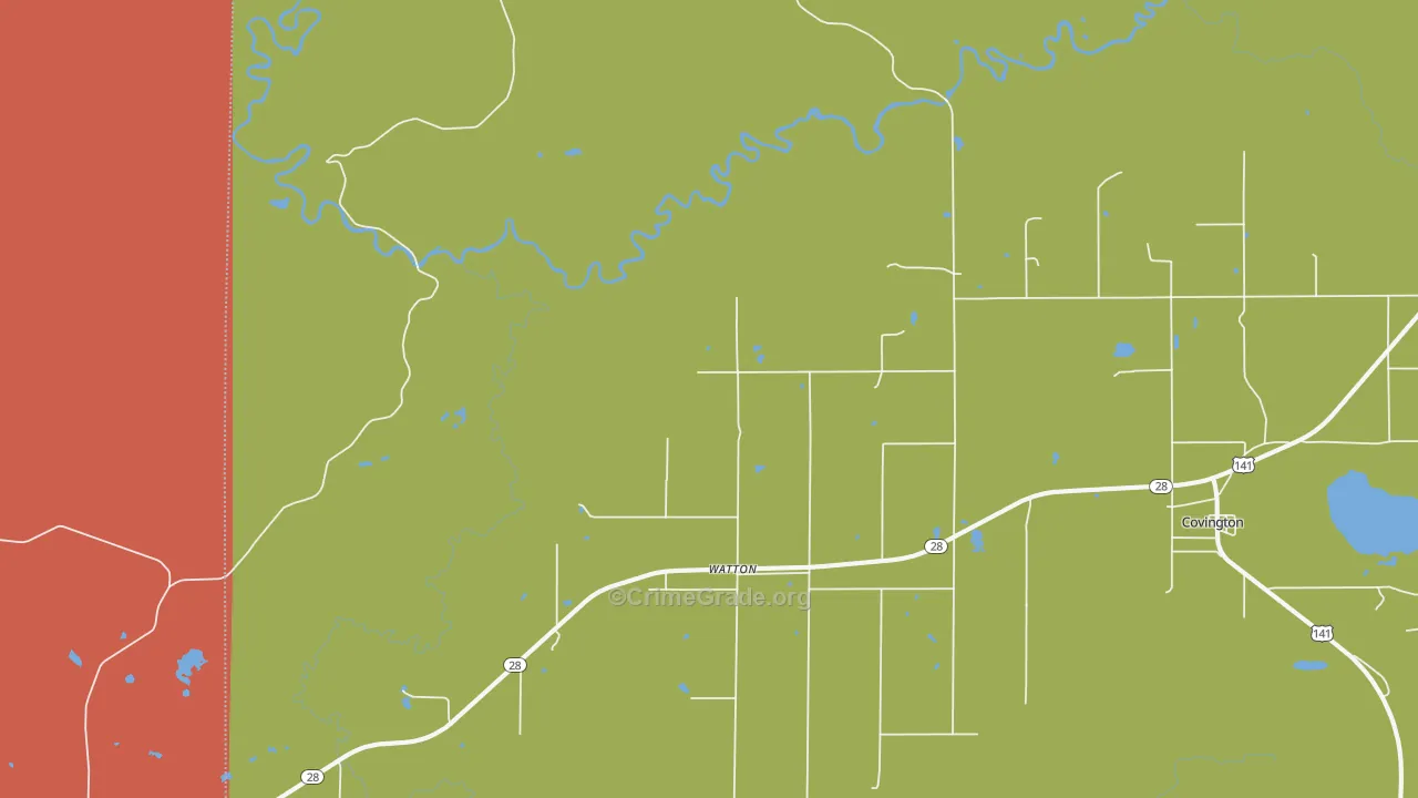 Watton, MI Map of Theft Rates