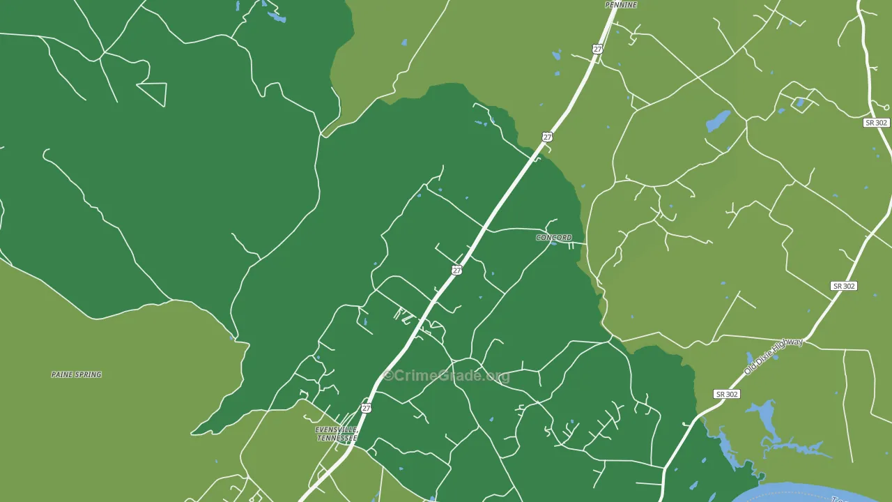 Watts Bar Dam, TN Map of Theft Rates