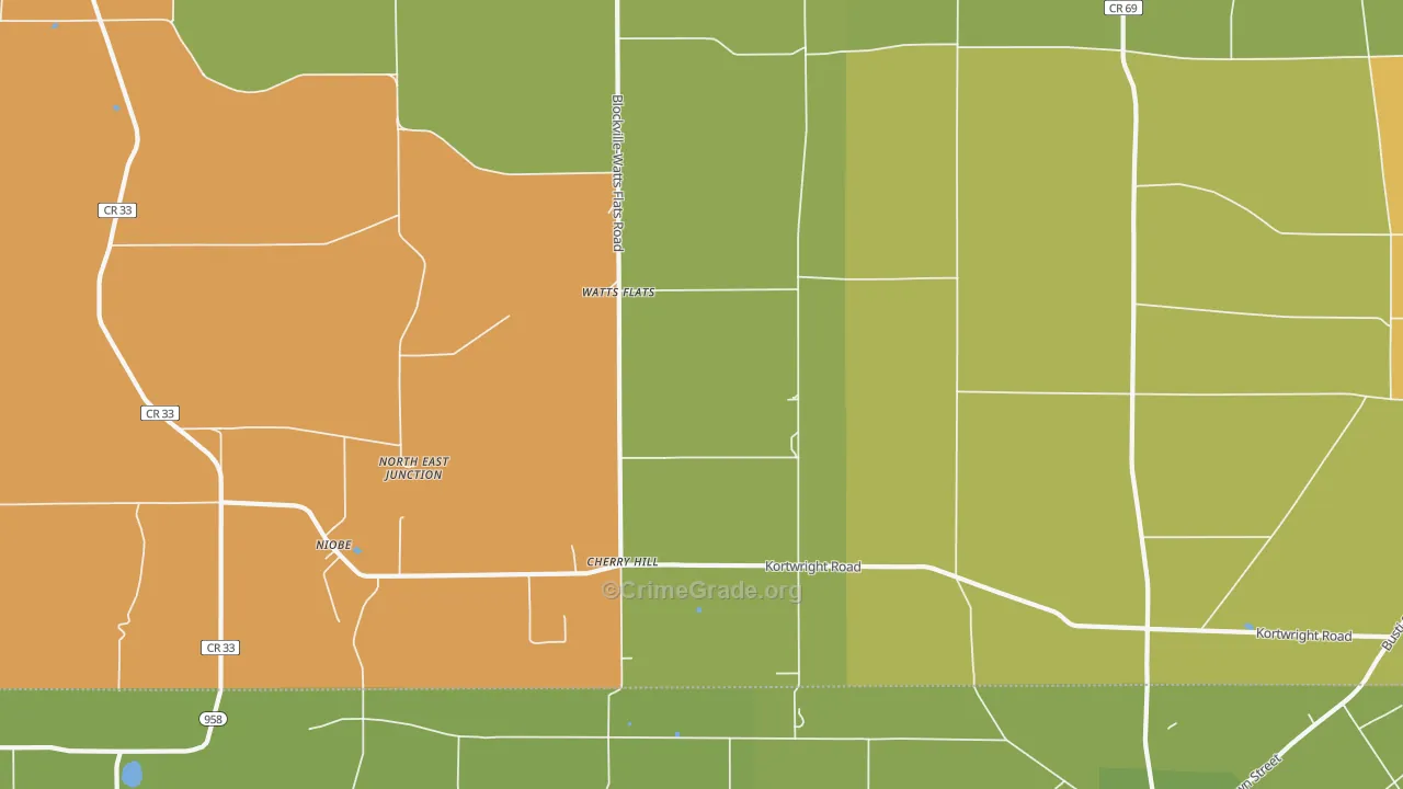 Watts Flats, NY Map of Theft Rates