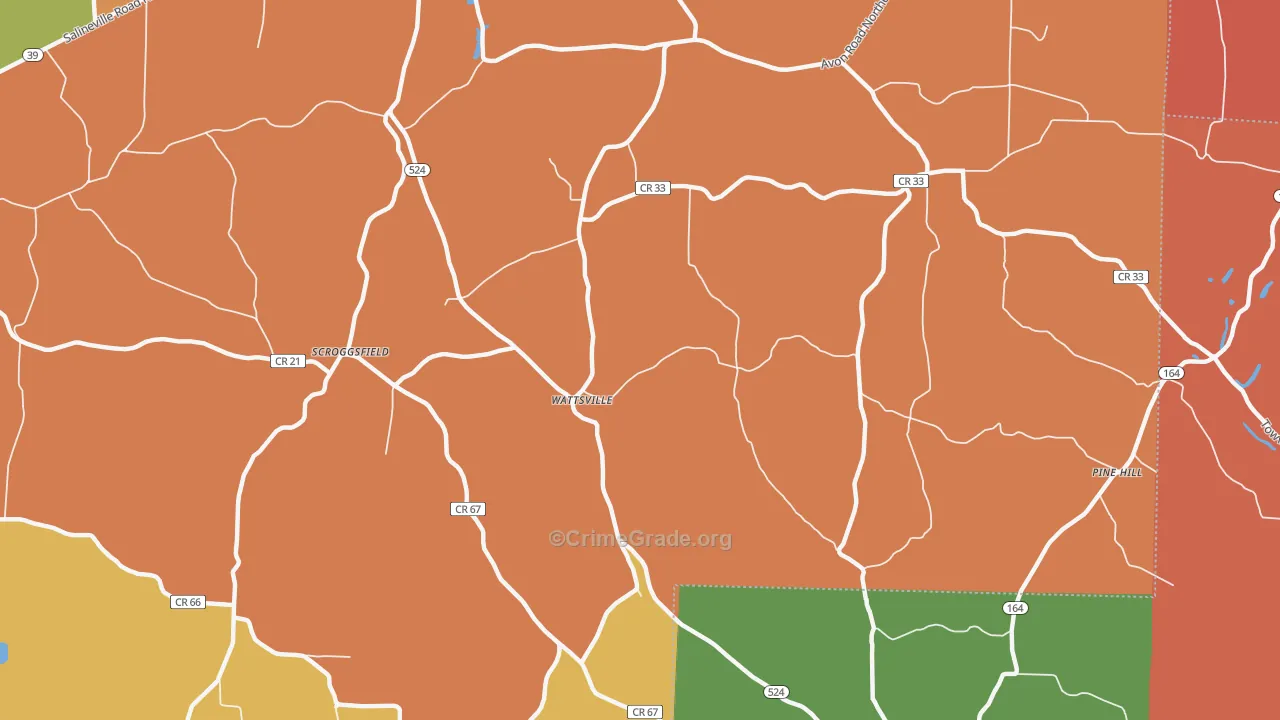 Wattsville, OH Map of Theft Rates