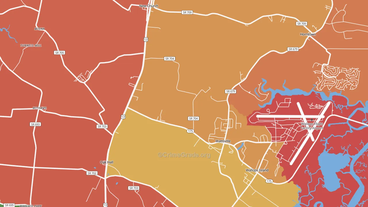 Wattsville, VA Map of Theft Rates