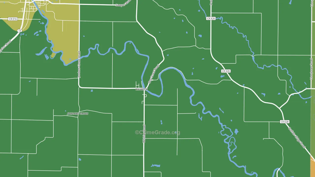 Waubeek, IA Map of Theft Rates