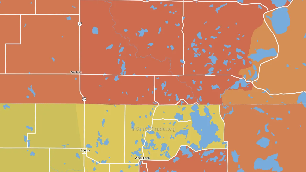 Waubun, MN Map of Theft Rates