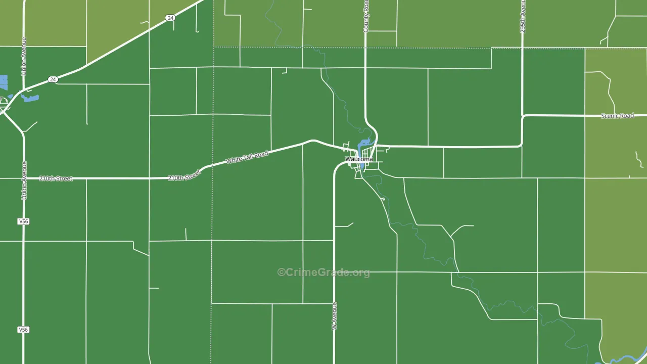 Waucoma, IA Map of Theft Rates