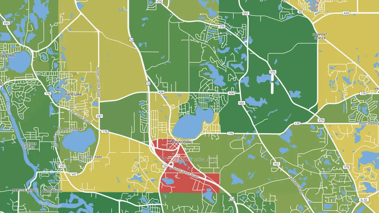 Wauconda, IL Map of Theft Rates