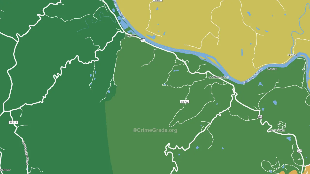 Waugh, VA Map of Theft Rates