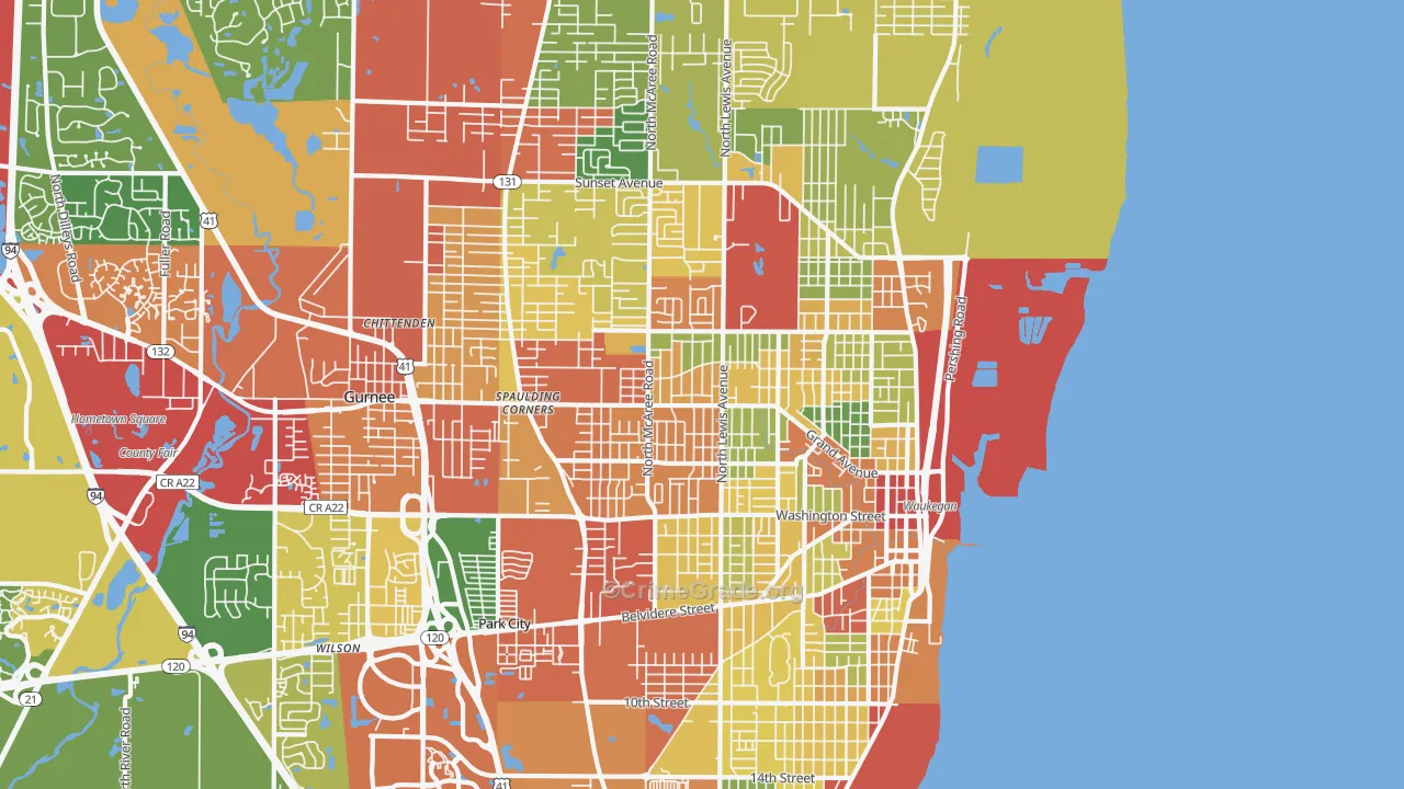 Waukegan, IL Map of Theft Rates