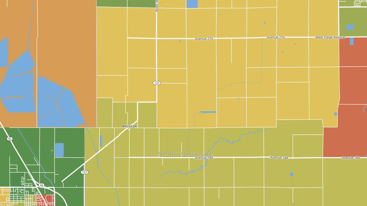 Waukena, CA Map of Theft Rates