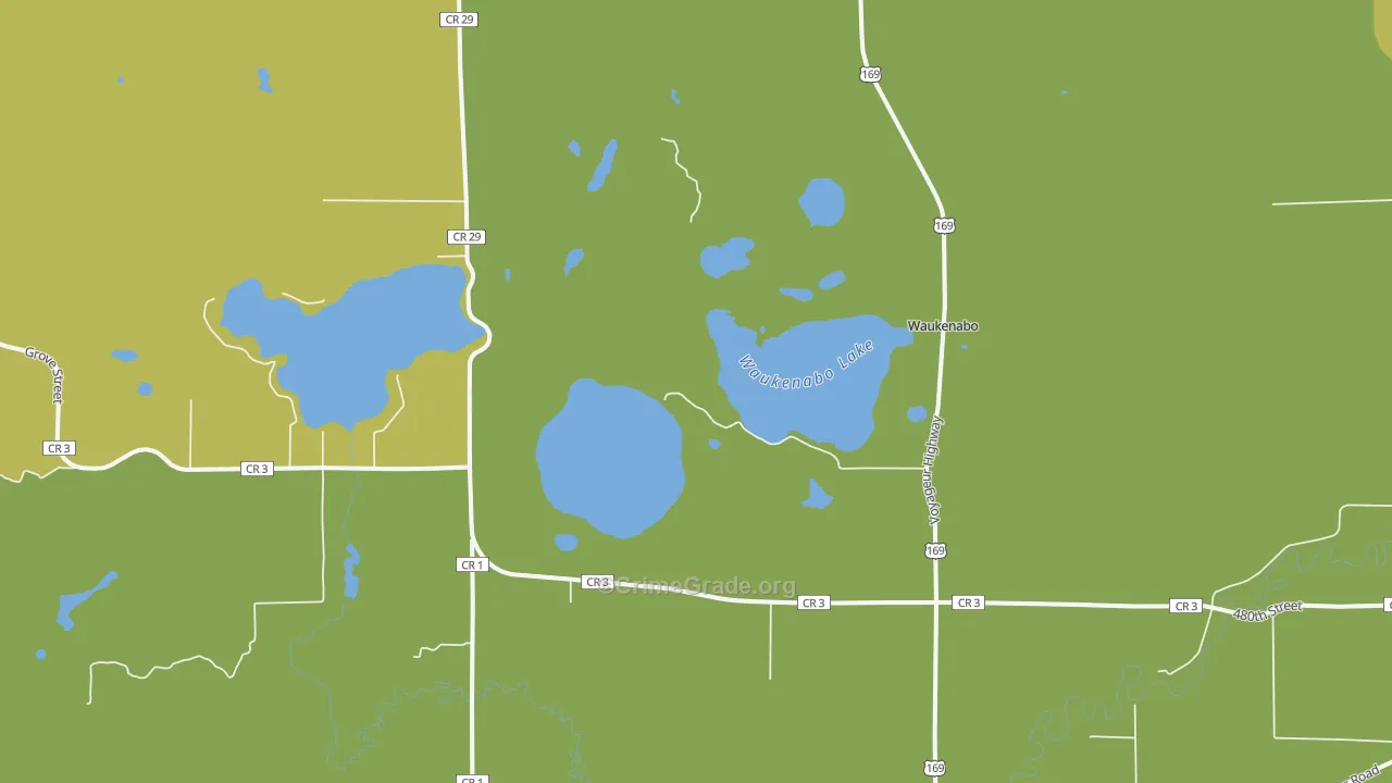 Waukenabo, MN Map of Theft Rates