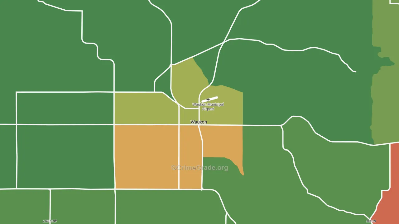 Waukon, IA Map of Theft Rates