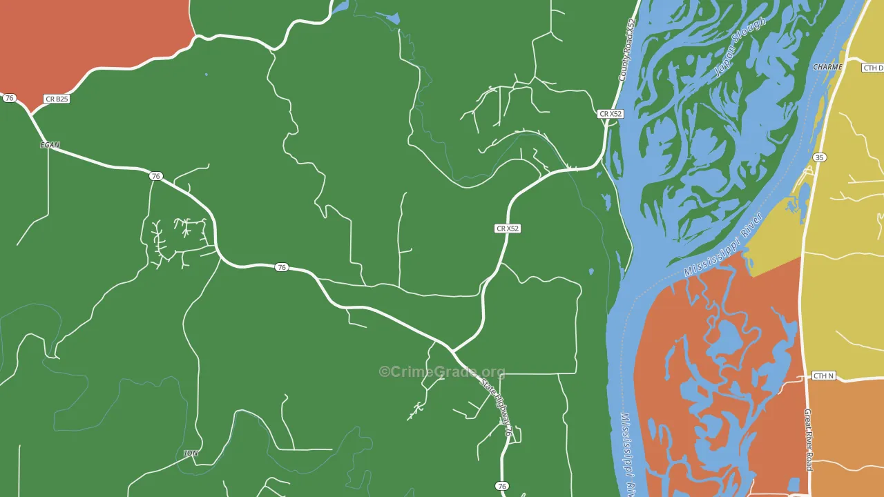 Waukon Junction, IA Map of Theft Rates