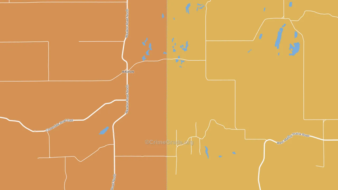 Waukon, WA Map of Theft Rates