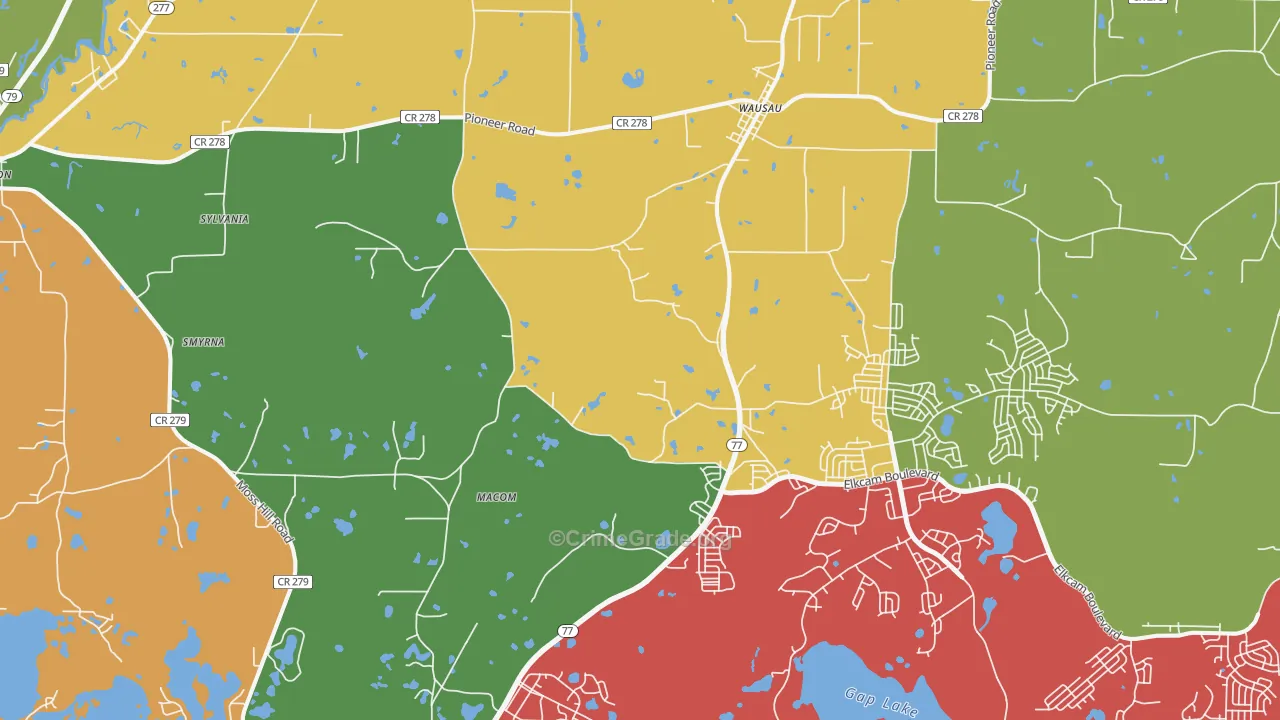 Wausau, FL Map of Theft Rates