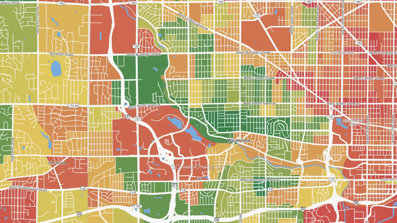 Wauwatosa, WI Map of Theft Rates