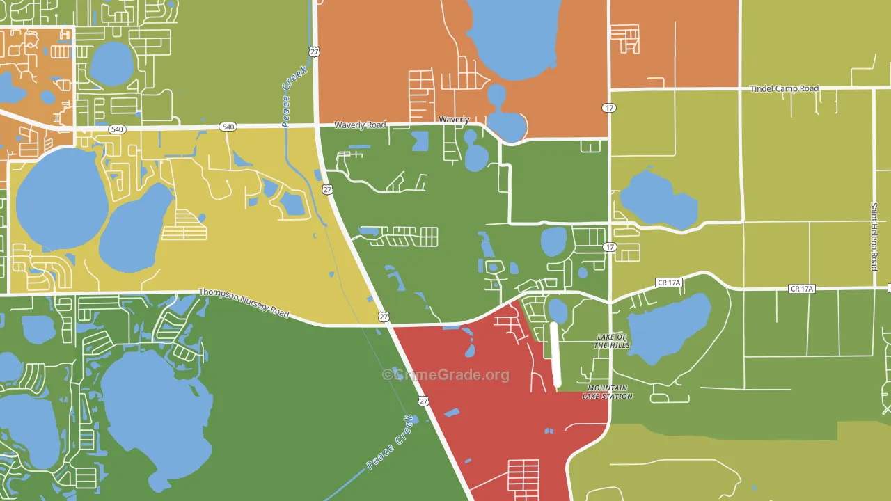 Waverly, FL Map of Theft Rates