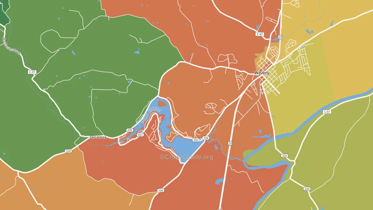 Waverly Gables, OH Map of Theft Rates