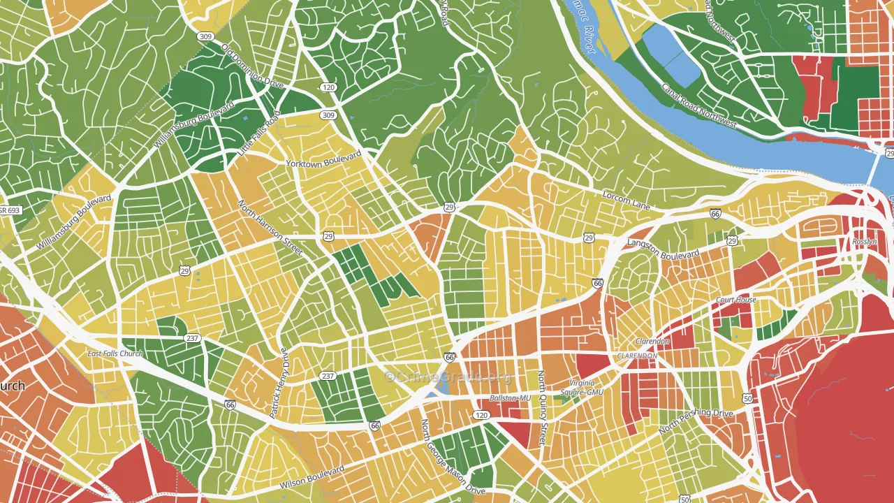 Waverly Hills, Arlington, VA Map of Theft Rates