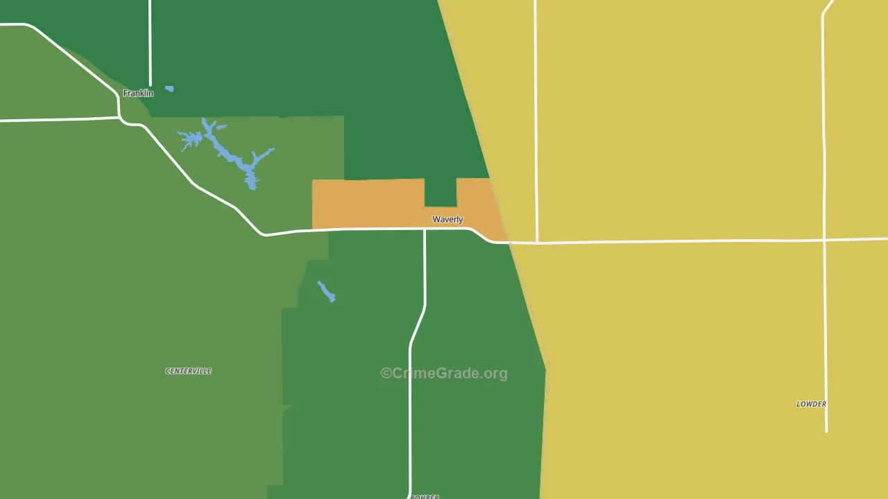 Waverly, IL Map of Theft Rates