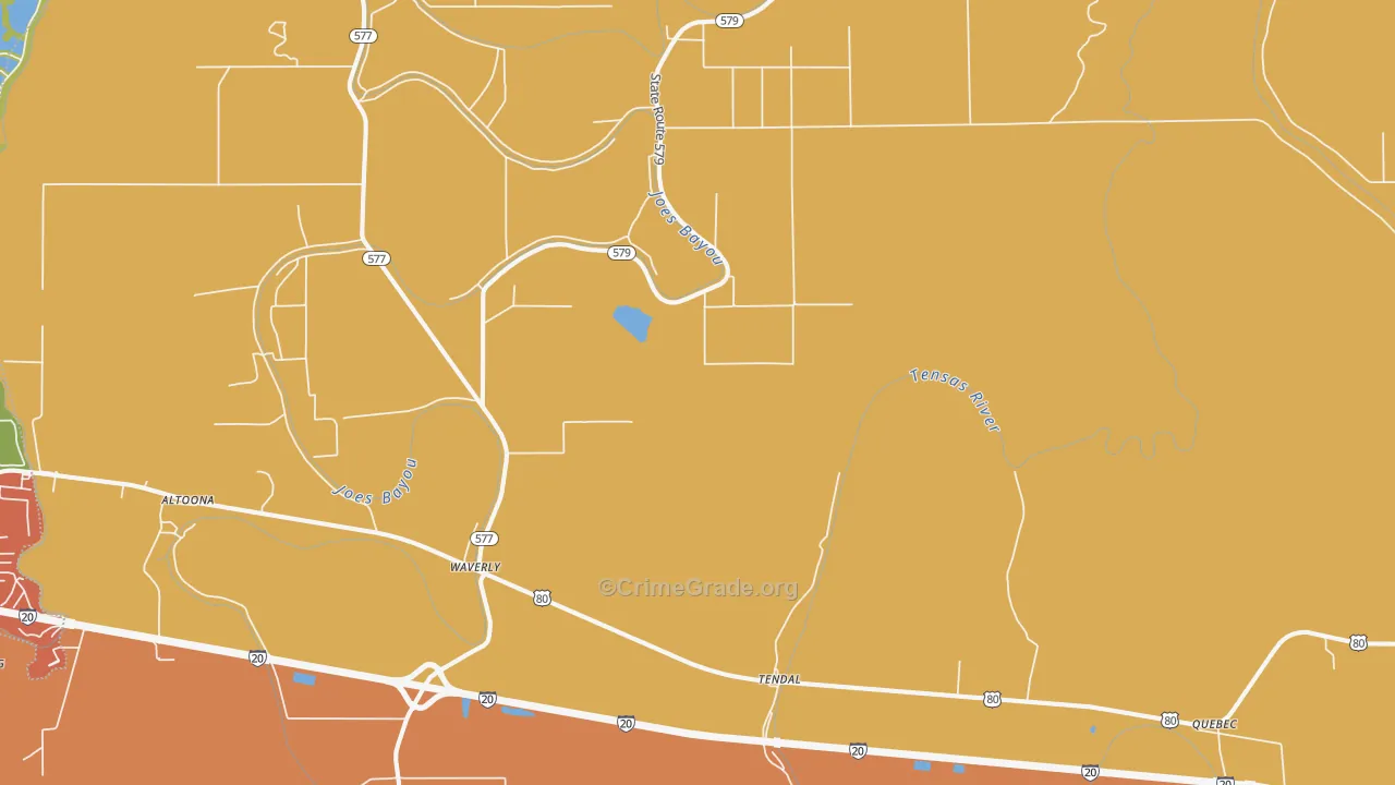 Waverly, LA Map of Theft Rates