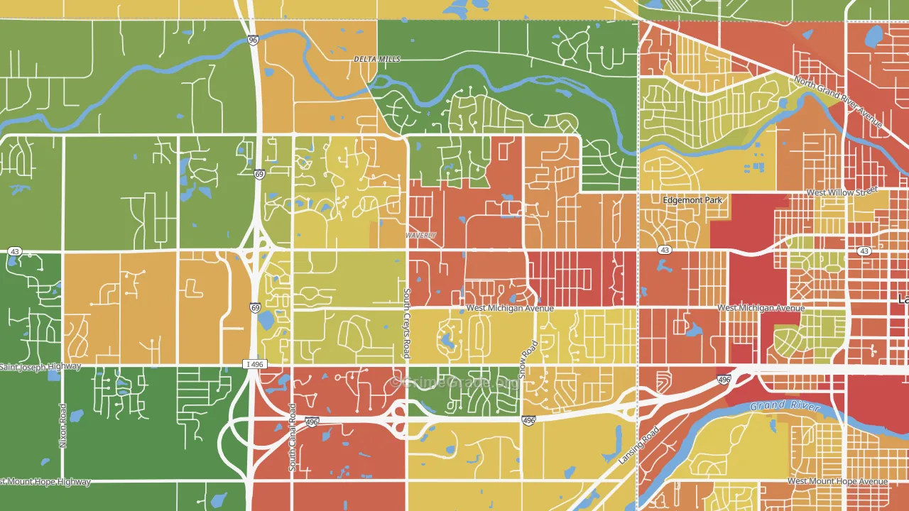 Waverly, MI Map of Theft Rates