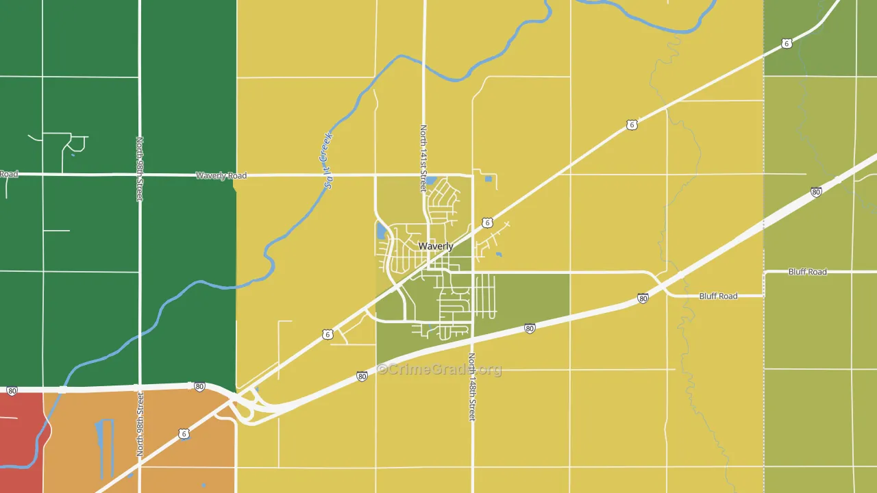 Waverly, NE Map of Theft Rates