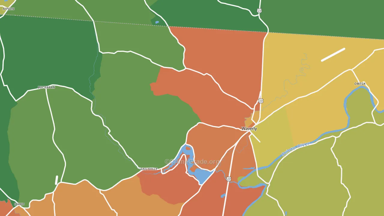 Waverly, OH Map of Theft Rates