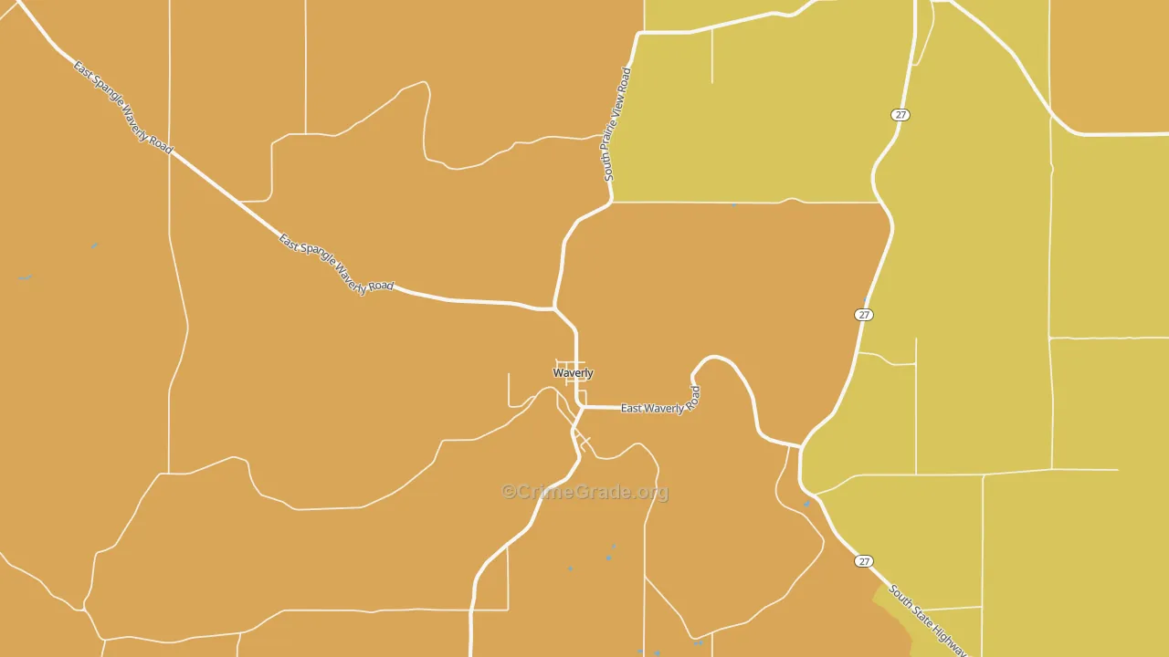 Waverly, WA Map of Theft Rates