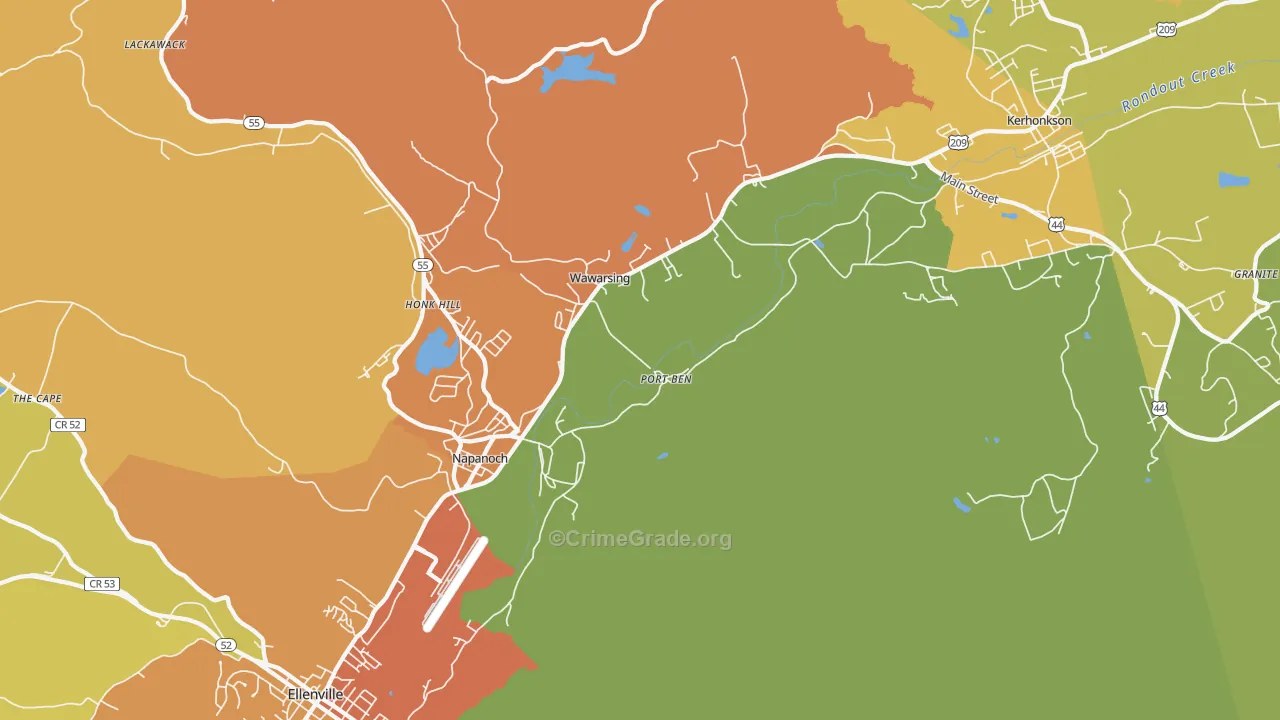 Wawarsing, NY Map of Theft Rates
