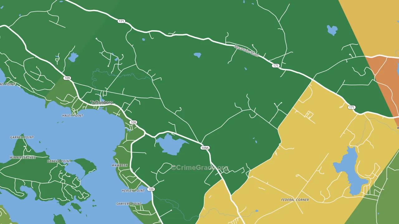 Wawbeek, NH Map of Theft Rates