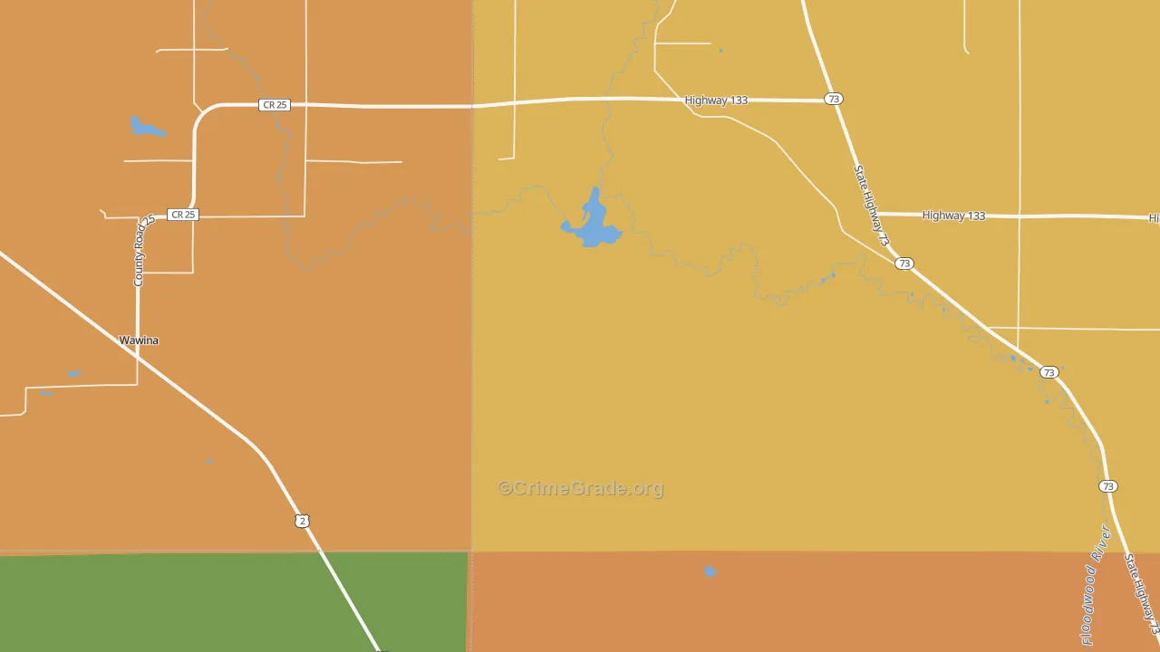 Wawina, MN Map of Theft Rates