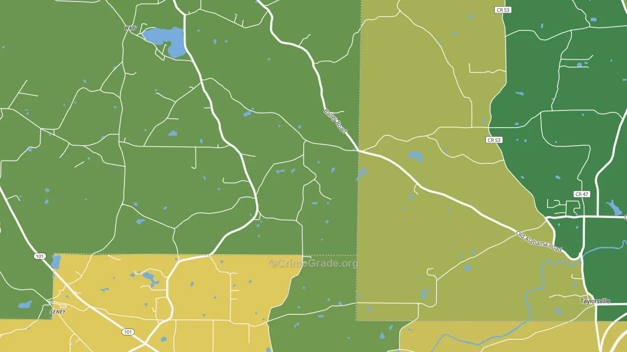 Wax, GA Map of Theft Rates