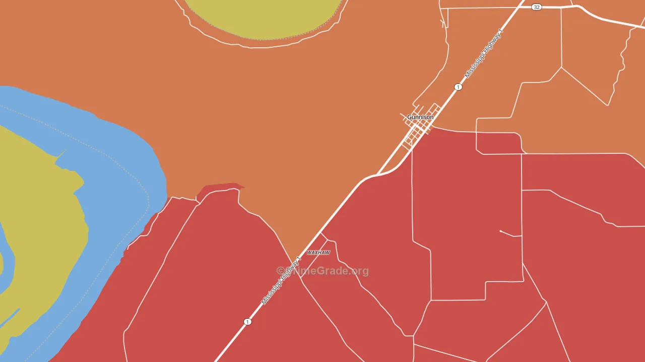 Waxhaw, MS Map of Theft Rates