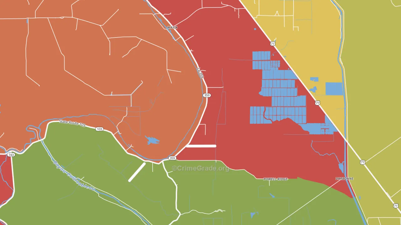 Waxia, LA Map of Theft Rates
