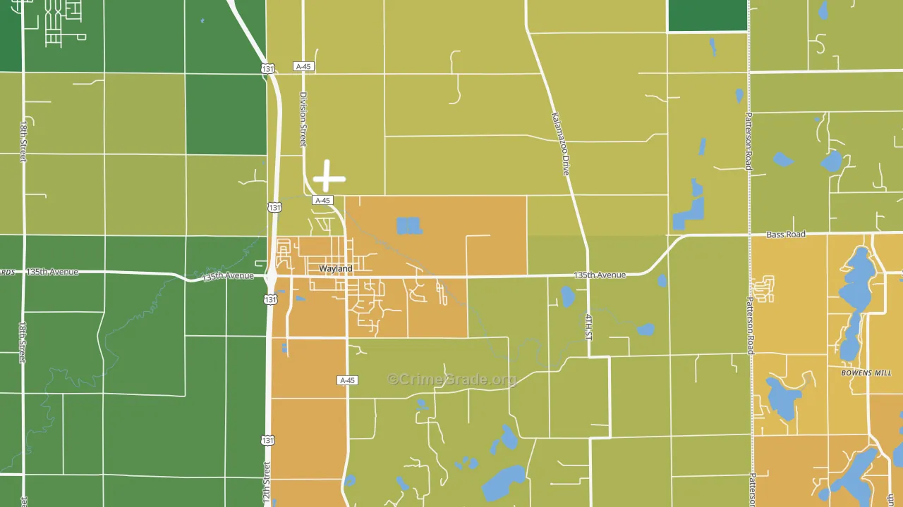 Wayland, MI Map of Theft Rates