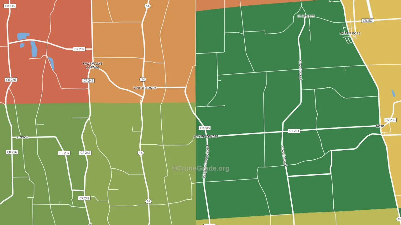 Wayne Center, NY Map of Theft Rates